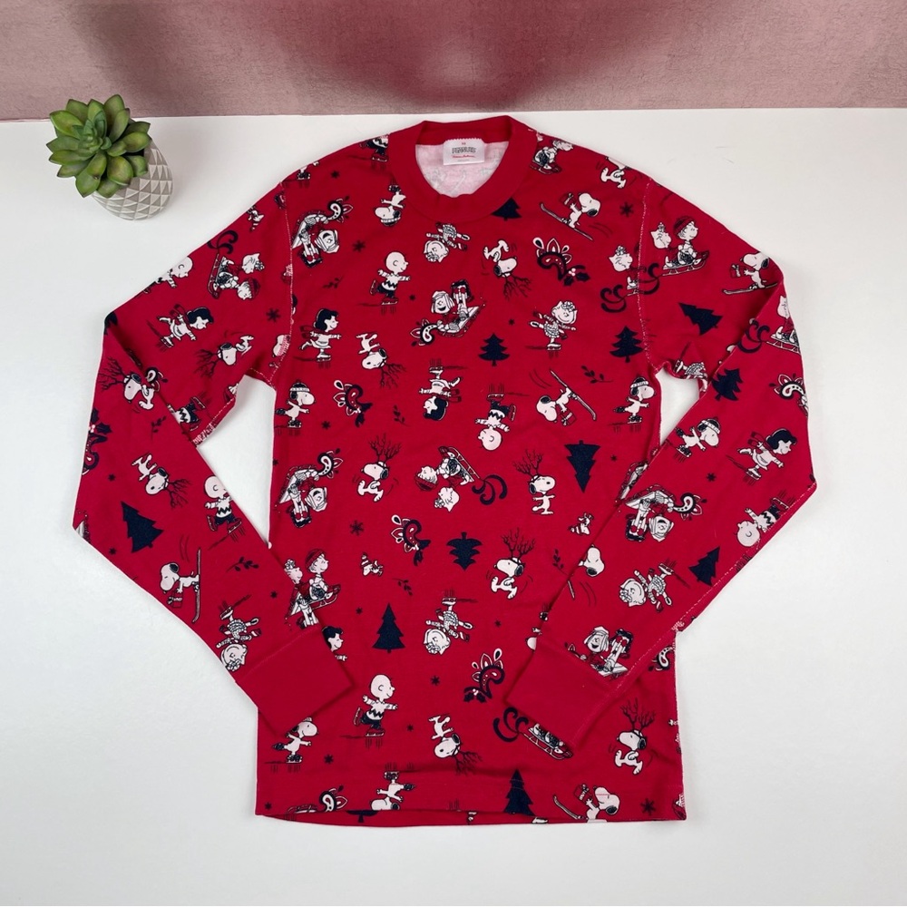 Hanna Andersson Peanuts Red White Black Long Sleeve Pajama Top Size XS
